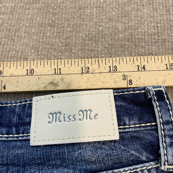 Miss Me Bootcut Jeans Womens 29 Medium Wash Stretch Rhinestone Embroidered Boho - Picture 7 of 13